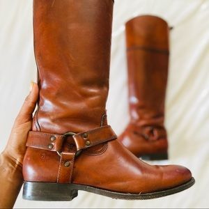Frye Melissa Harness Inside Zip Spice Soft Vintage Leather Riding Boot
